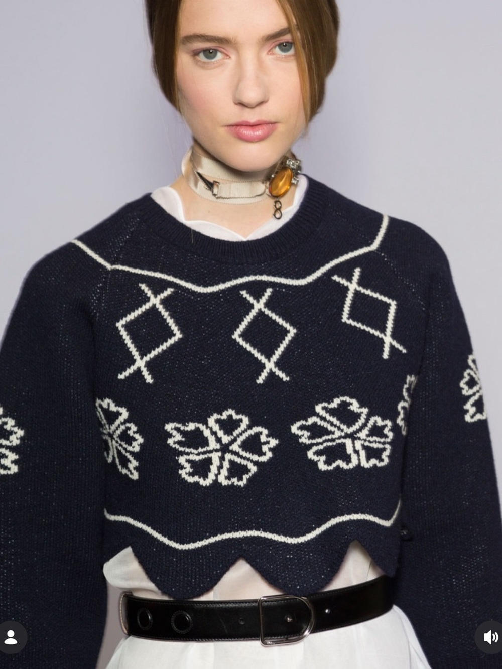 Christian Dior Navy Blue Wool Cropped Sweater